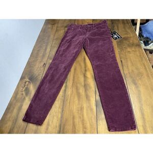 True Religion Velveteen Burgundy Purple Pants Jennie Mid Rise Size 27 NWT